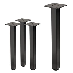 4er Set Tischbeine I-Design 42 cm Dunkelgrau Optik Industrial Stahl pulverbeschichtet eckig Profil 4x4 cm Höhenverstellbare Möbelfüße 1-4 cm 6911
