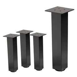 4er Set Tischbeine I-Design 42 cm Dunkelgrau Optik Industrial Stahl pulverbeschichtet eckig Profil 8x8 cm Höhenverstellbare Möbelfüße 1-4 cm ML-Design 6911