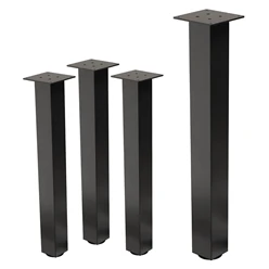 4er Set Tischbeine I-Design 72 cm Dunkelgrau Optik Industrial pulverbeschichteter Stahl Profil 8x8 cm Höhenverstellbare Möbelfüße 1-4cm ML-Design 6911