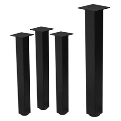 4er Set Tischbeine I-Design 72 cm Schwarz glänzend aus pulverbeschichtetem Stahl eckig Profil 8x8 cm Höhenverstellbare Möbelfüße 1-4cm ML-Design 6911