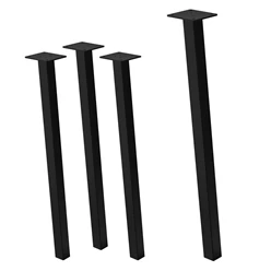 4er Set Tischbeine schräg 72 cm Schwarz glänzend aus pulverbeschichtetem Stahl eckig Profil 4x4 cm I-Form 96° Neigung ML-Design 6911