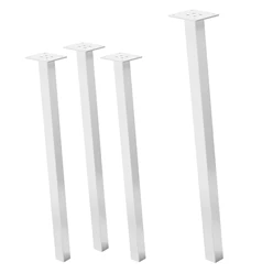 4er Set Tischbeine schräg 72 cm Weiß glänzend aus pulverbeschichtetem Stahl eckig Profil 4x4 cm I-Form 96° Neigung ML-Design 6911
