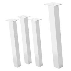 4er Set Tischbeine schräg 72 cm Weiß glänzend aus Stahl eckig Profil 8x8 cm I-Form 96° Neigung ML-Design 6911