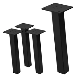 4er Set Tischbeine schräg H30 cm Schwarz glänzend aus pulverbeschichtetem Stahl eckig Profil 4x4 cm I-Form ML-Design 6911