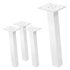 4er Set Tischbeine schräg H30 cm Weiß glänzend aus pulverbeschichtetem Stahl eckig Profil 4x4 cm I-Form 96° Neigung ML-Design 6911