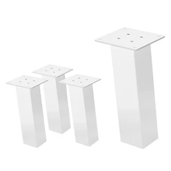 4er Set Tischbeine schräg H30 cm Weiß glänzend aus Stahl eckig Profil 8x8 cm I-Form 96° Neigung ML-Design 6911