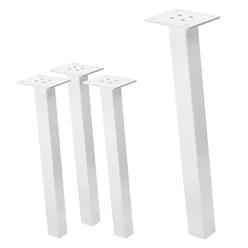 4er Set Tischbeine schräg H42 cm Weiß glänzend aus pulverbeschichtetem Stahl eckig Profil 4x4 cm I-Form 96° Neigung ML-Design 6911