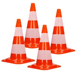 4er Set Verkehrskegel Pylone Warnkegel Verkehrshütchen 47 cm Orange/Weiß 8278