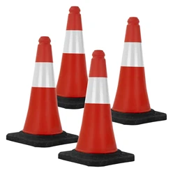 4er Set Verkehrsleitkegel Verkehrshütchen Pylone reflektierend beschwert 51cm Rot/Weiß mit schwerem Fuß 8278