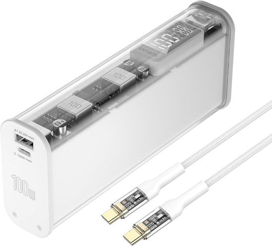 4smarts Lucid Block Powerbank 20.000 mAh - Schnellladegerät 100W - mit Digitalanzeige - geeignet zum Aufladen von MacBook/Laptop - Quick Charge und Power Delivery - Weiß Elektronik