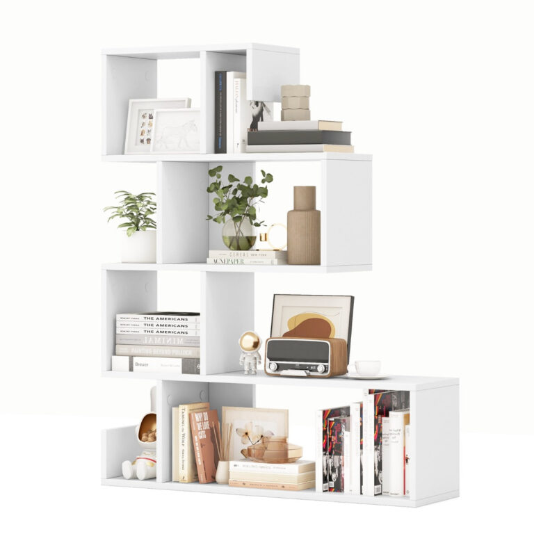5-lagiges S-förmiges Bücherregal Geometrisches Lagerregal mit offenen Fächern Modernes dekoratives Raumregal mit Anti-Kippschutz Wohnen & Kochen