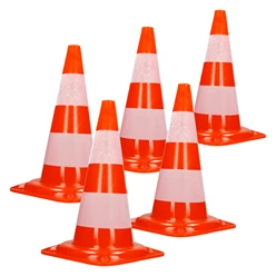 5er Set Verkehrskegel Pylone Warnkegel Verkehrshütchen 47 cm Orange/Weiß 8278