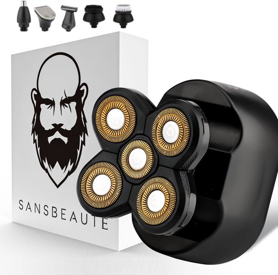6-in-1 Rasierer für Männer - Trimmer - Sansbeauté® SkullSharp Classic - Elektrischer Rasierer für Gesicht und Kopf - Kopfrasur - Elektrisch - Nass & Trocken Schön & Gesund