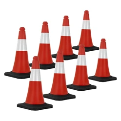 8er Set Verkehrsleitkegel Verkehrshütchen Pylone beschwert 51cm Rot/Weiß mit schwerem Fuß 8278