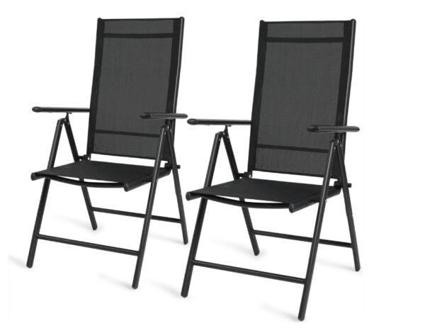 909 Aluminium-Gartenstühle für den Außenbereich - 66x55x107 cm - Grau - 2er-Set - klappbar & verstellbar Haus & Garten