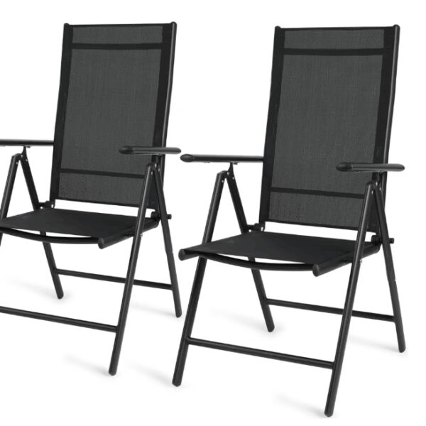 909 Aluminium-Gartenstühle für den Außenbereich - 66x55x107 cm - Grau - 2er-Set - klappbar & verstellbar Haus & Garten