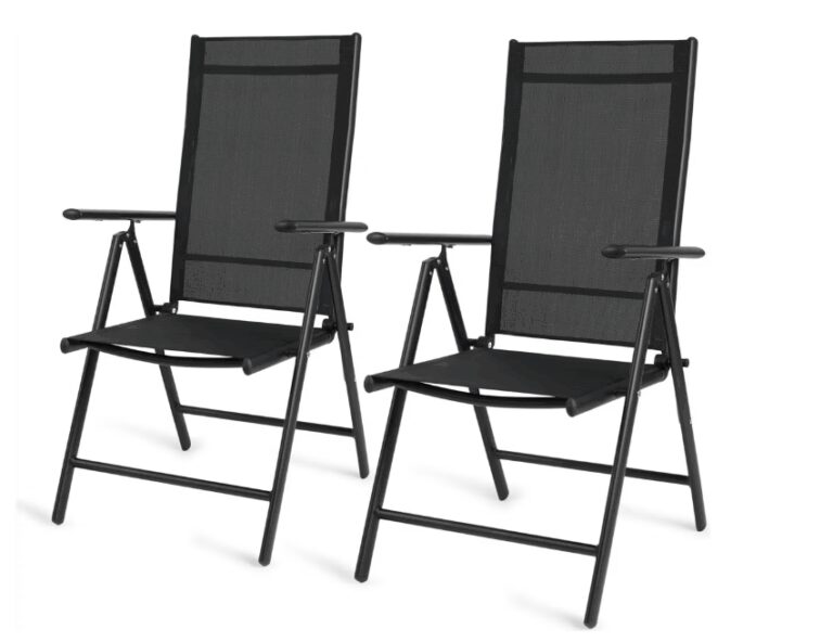 909 Aluminium-Gartenstühle für den Außenbereich - 66x55x107 cm - Grau - 2er-Set - klappbar & verstellbar Haus & Garten