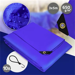 Abdeckplane Gewebeplane mit Ösen 3x5 m 650g/m² in Blau aus PVC inkl. 10 Spanngummis 8309
