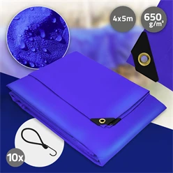 Abdeckplane Gewebeplane mit Ösen 4x5 m 650g/m² in Blau aus PVC inkl. 10 Spanngummis 8309