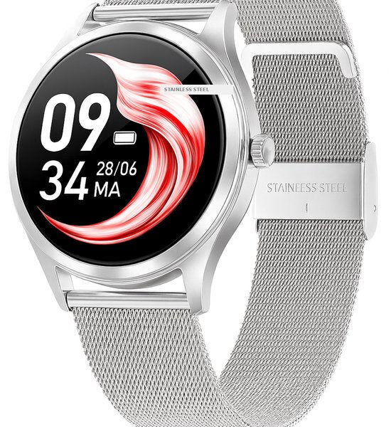 Actyve Smartwatch Damen Silber - Kompatibel mit jedem Laptop und Smartphone - Schrittzähler - Schlafüberwachung - Sättigungsüberwachung - Voller Touchscreen Elektronik