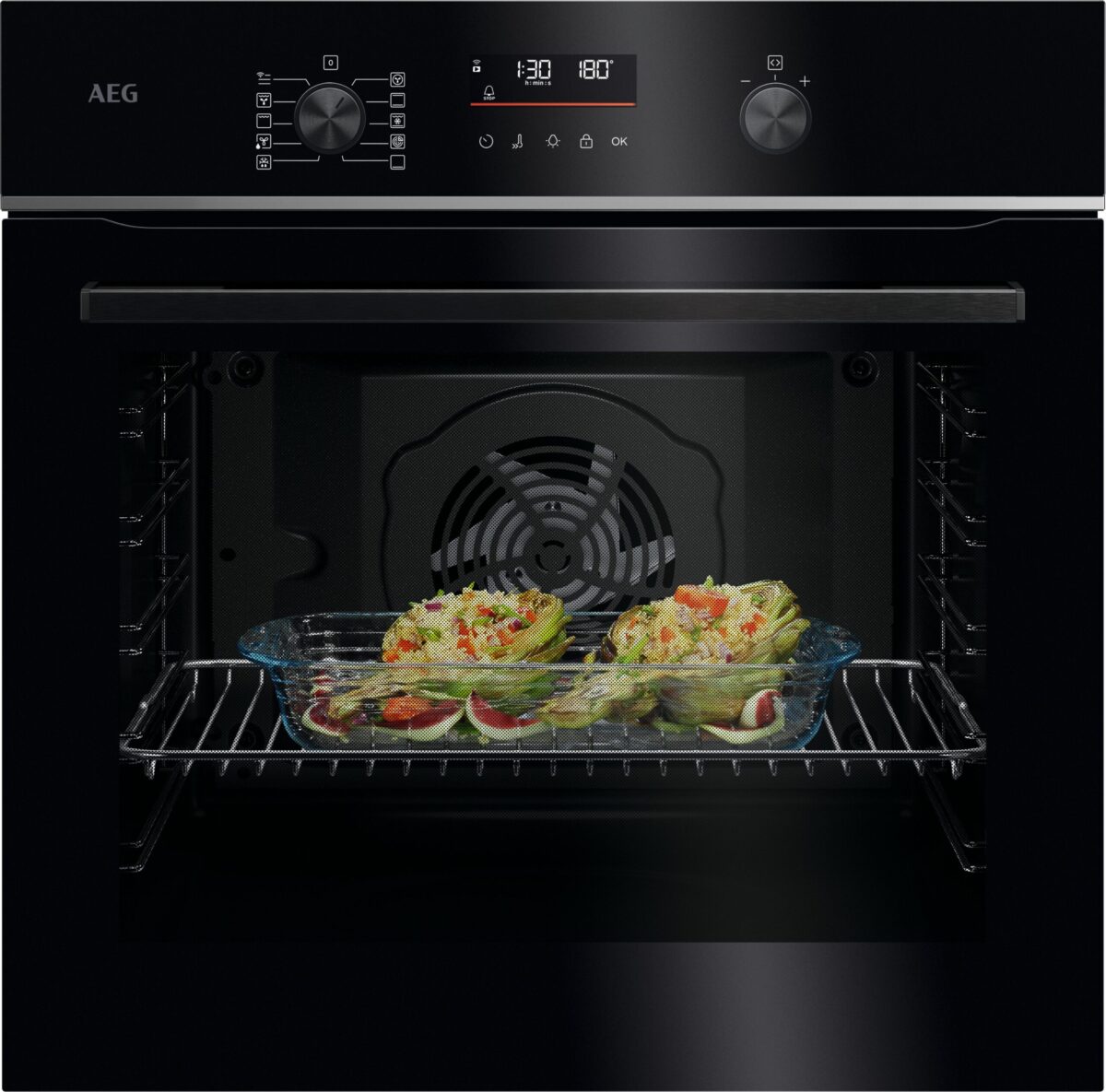 AEG 5000 SurroundCook® / Einbaubackofen / WLAN-fähig / Pyrolytische Selbstreinigung / Schwarz TU5PB40ZSB