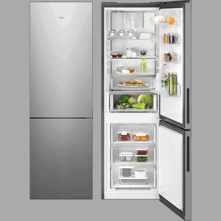 AEG 8000 Cooling 360° / Freistehende Kühl-Gefrierkombination / WiFi-Vernetzung / 1870 mm / 328 L / CustomFlex – flexibles Türablagesystem / NoFrost ORC8M321CX