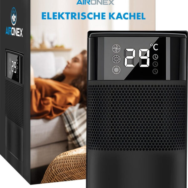 Aironex Keramik-Elektroherd - Schwarzer Herd mit Ventilator - Elektroherd 1000 Watt - Elektroheizung - Heizgerät - Ventilatorherd Wohnen & Kochen