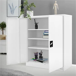 Aktenschrank abschließbar 90x40x109 cm Weiß aus Stahl ML-Design 463