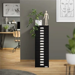 Aktenschrank mit 15 Schubladen 28x38x87 cm Schwarz aus Metall ML-Design 463