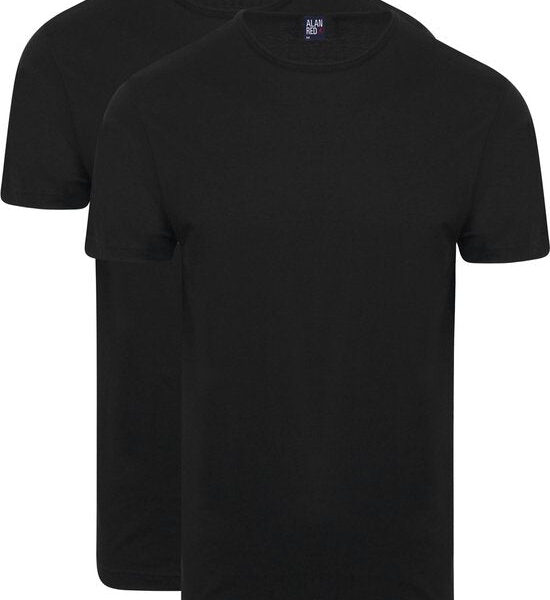 Alan Red Derby O-Neck T-Shirt Schwarz (2Pack) - Größe S - Männer - Basic T-Shirt Kleidung