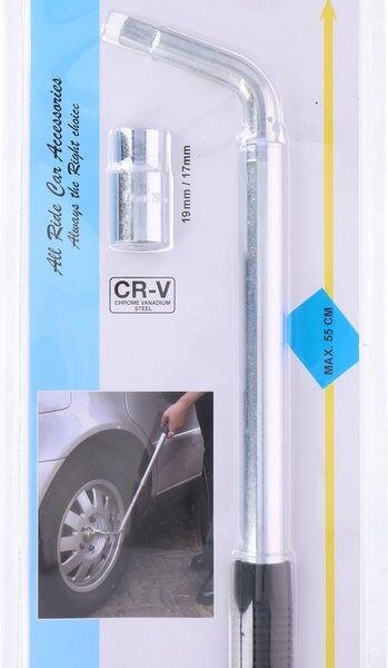 All Ride Radschlüssel - Schrauben 17-19MM - Teleskop-Radschlüssel - Ausziehbar bis zu 55CM - Chrom-Vanadium Stahl - Schwarz/Silber Werkzeuge