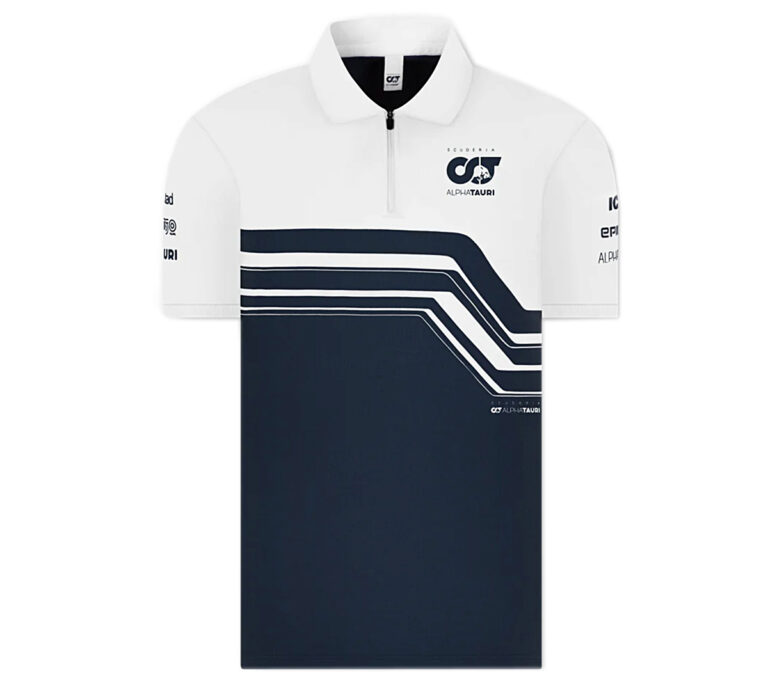 ALPHA TAURI F1 Team Polo - Herren T-Shirt Formel 1 Blau-Weiß SAT22028