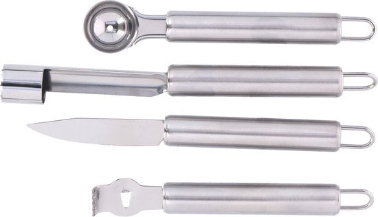 alpina Obstschneideset - 4er-Set - Sparschäler/ Obstschneider/ Apfelausstecher/ Melonenausstecher - Edelstahl rostfrei Wohnen & Kochen