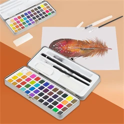Aquarellfarben Malkasten 48 Farben in Metallbox Silber mit Zubehör 4778