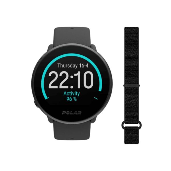 Armbanduhr Polar Ignite 2 Schwarz mit Nylon-Klettband Schwimmen