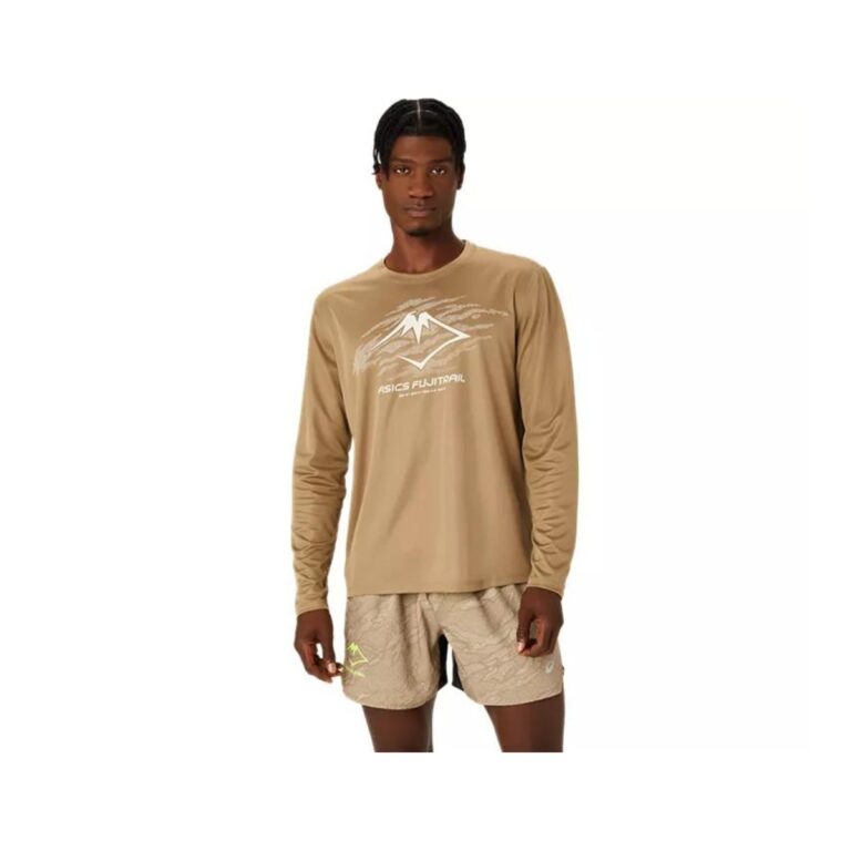 Asics Fujitrail Logo LS Langarm-T-Shirt Braun