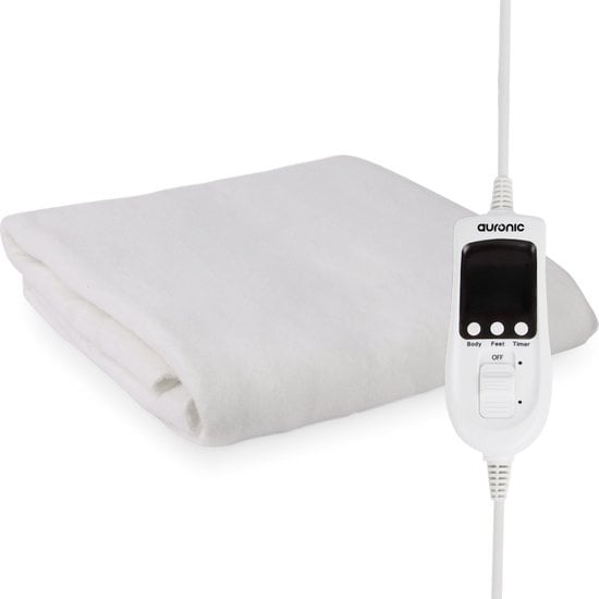 Auronic Electric Blanket - 1 Person - verstellbare Fußzone - 70x150cm - mit Eckgummis - Weiß Wohnen & Kochen
