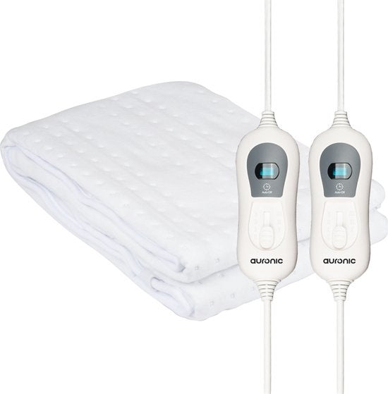 Auronic Electric Blanket - 2 Personen - 160x140cm - mit Eckgummis und 2 Reglern - Weiß Wohnen & Kochen