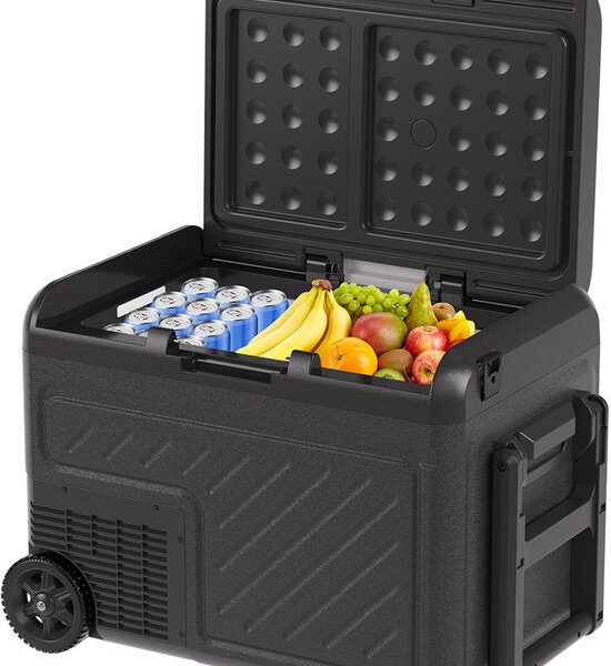 Auronic Electric Cool Box - Kompressor - Mit Rädern - 12V 230 Volt - Auto - 40L - Kühlbox - Schwarz/Grau Auto & Fahrrad