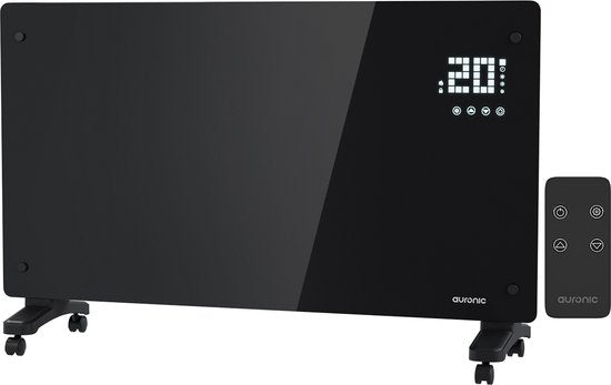 Auronic Electric Heater - Konvektor-Heizung mit Thermostat und Fernbedienung - Glasheizung - 2500W Heizung - Schwarz Wohnen & Kochen