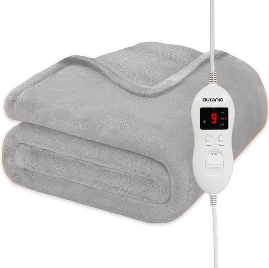 Auronic - Heizdecke - 9 Wärmestufen - 1 Person - 160x120cm - Grau Vertaald