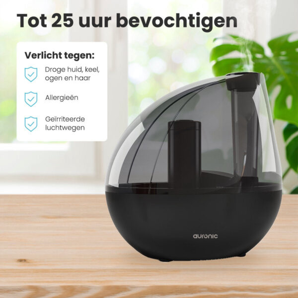 Auronic Luftbefeuchter - Geeignet für Babyzimmer & Schlafzimmer - Schwarz - Inklusive Wasserfilter Wohnen & Kochen