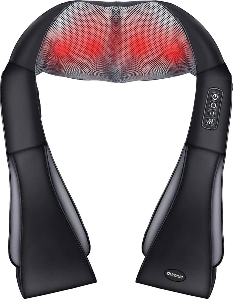 Auronic - Shiatsu-Massage-Kissen - Elektrisches Nackenmassagegerät - Infrarot - Kabellos - Schwarz Geschenke