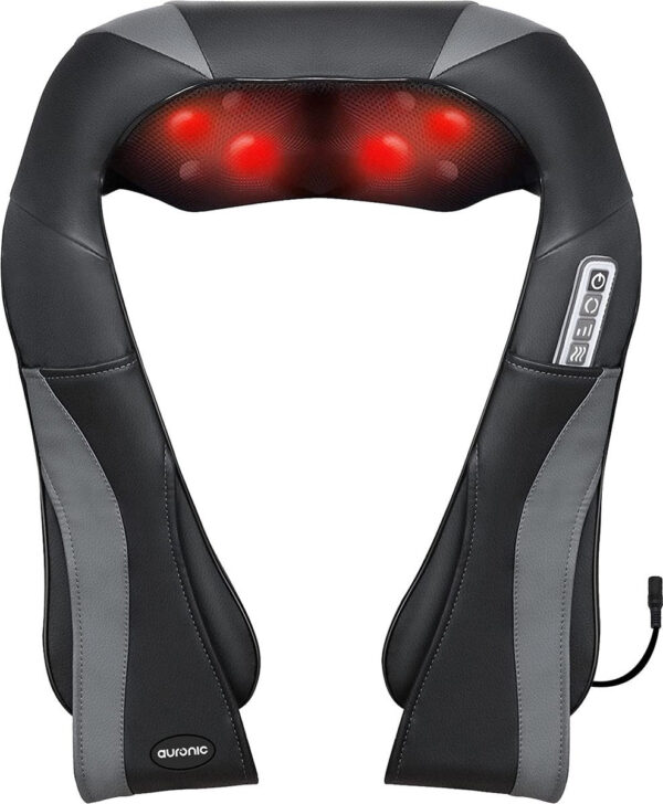 Auronic - Shiatsu Massagekissen - mit Wärmefunktion - 8 Massageknöpfe - Infrarot - Schwarz Schön & Gesund