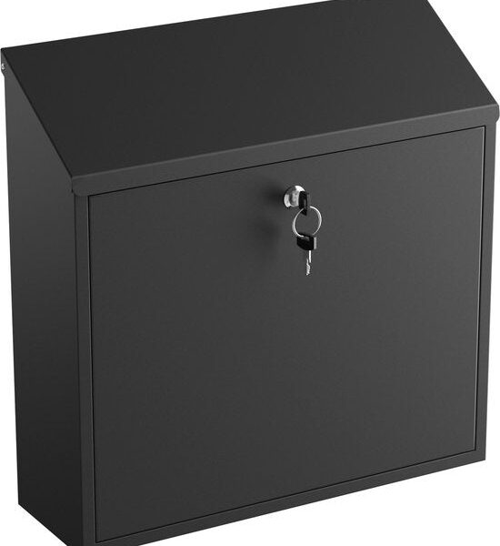 Avalo Briefkasten Schwarz Edelstahl - Wandbriefkasten - Inkl. Montagematerial & 2 Schlüssel Haus & Garten
