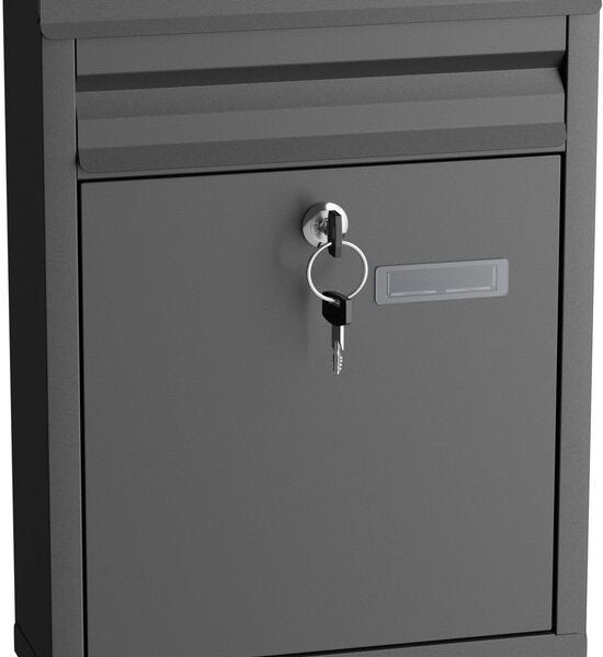 Avalo Briefkasten Schwarz Edelstahl - Wandbriefkasten - Inkl. Montagematerial & 2 Schlüssel Haus & Garten