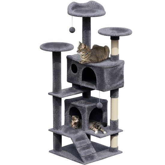 Avalo - Katzenkratzbaum - mit 7 Ebenen - 137x50x50 CM - Kratzbaum für große Katzen - Dunkelgrau Haus & Garten