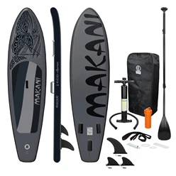 B-Ware Aufblasbares Stand Up Paddle Board Makani 320x82x15 cm Schwarz aus PVC 6288