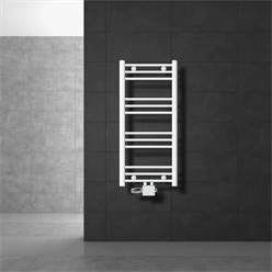 Badheizköper Mittelanschluss 400x800 mm Weiß gerade mit Universale Anschlussgarnitur LuxeBath 586