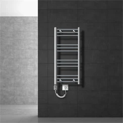 Badheizkörper Elektrisch mit Heizstab 600W 400x800 mm Chrome gebogen mit Seitenanschluss LuxeBath 586